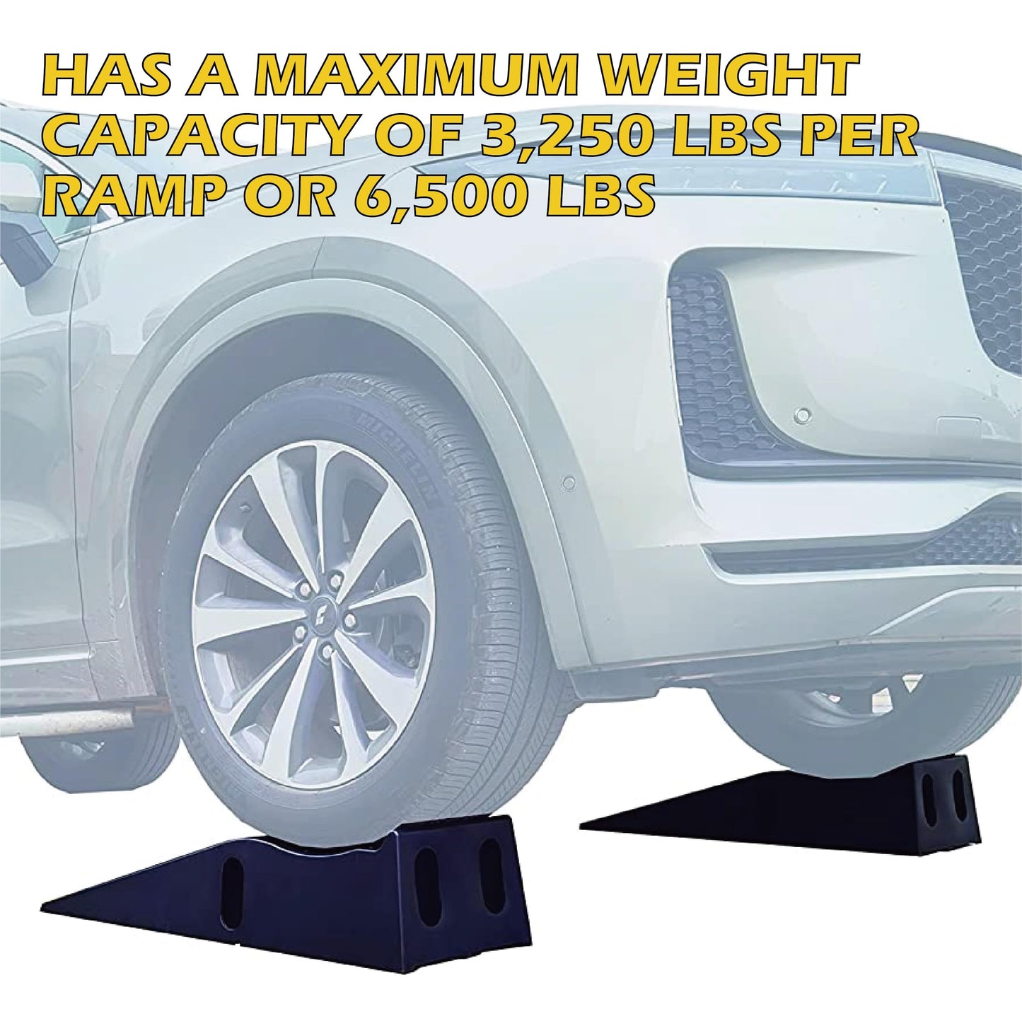 MaxxHaul 50515 6.25" Lift Car Ramps, 2-Pack – 13,000lb GVW, Deep Grooved Surface for Stable Tire Placement, Heavy-Duty, Black