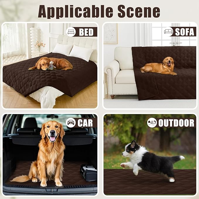 Smiry Waterproof Dog Bed Cover Blanket 40x70, Soft Reversible Pet Blanket, Washable Leakproof Cats Dogs Couch Cover for Sofa, Couch, Furniture, Chocolate/Chocolate