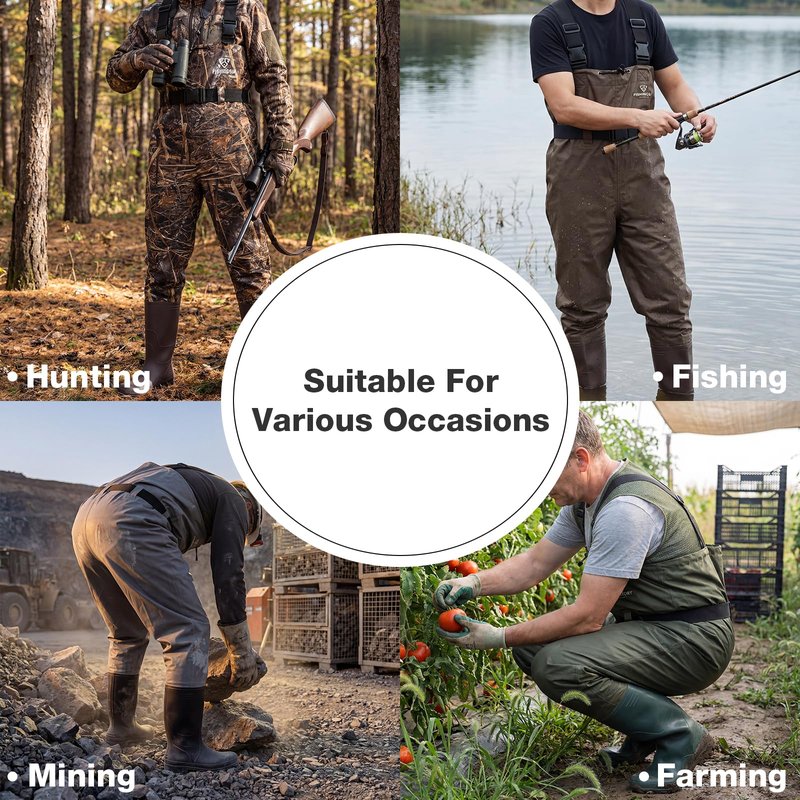 FISHINGSIR Fishing Waders for Men, 2-Ply Nylon/PVC Waterproof Women Chest Wader with Boots, Bootfoot Hunting Waders