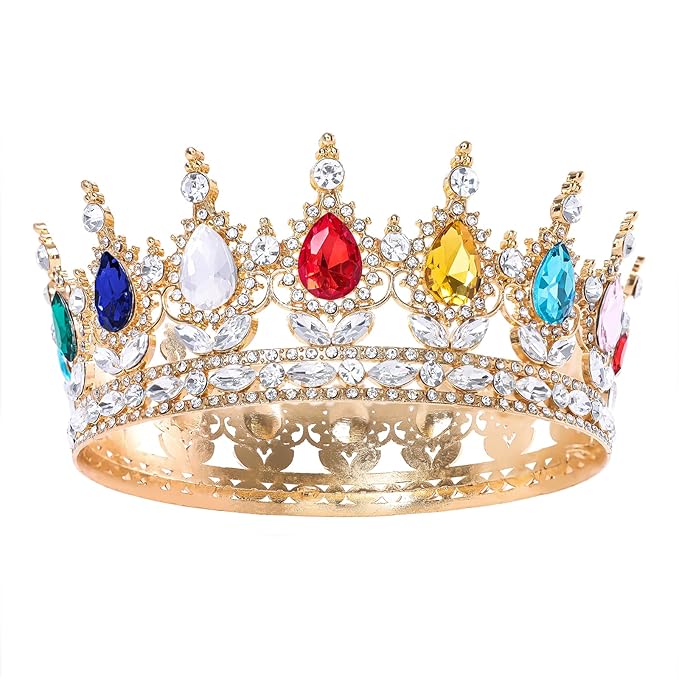 Multicolor Queen Crown for Women Crystal Tiara for Women Rhinestone Wedding Headband for Bride Hair Accessories for Costume Birthday Party Prom Gifts