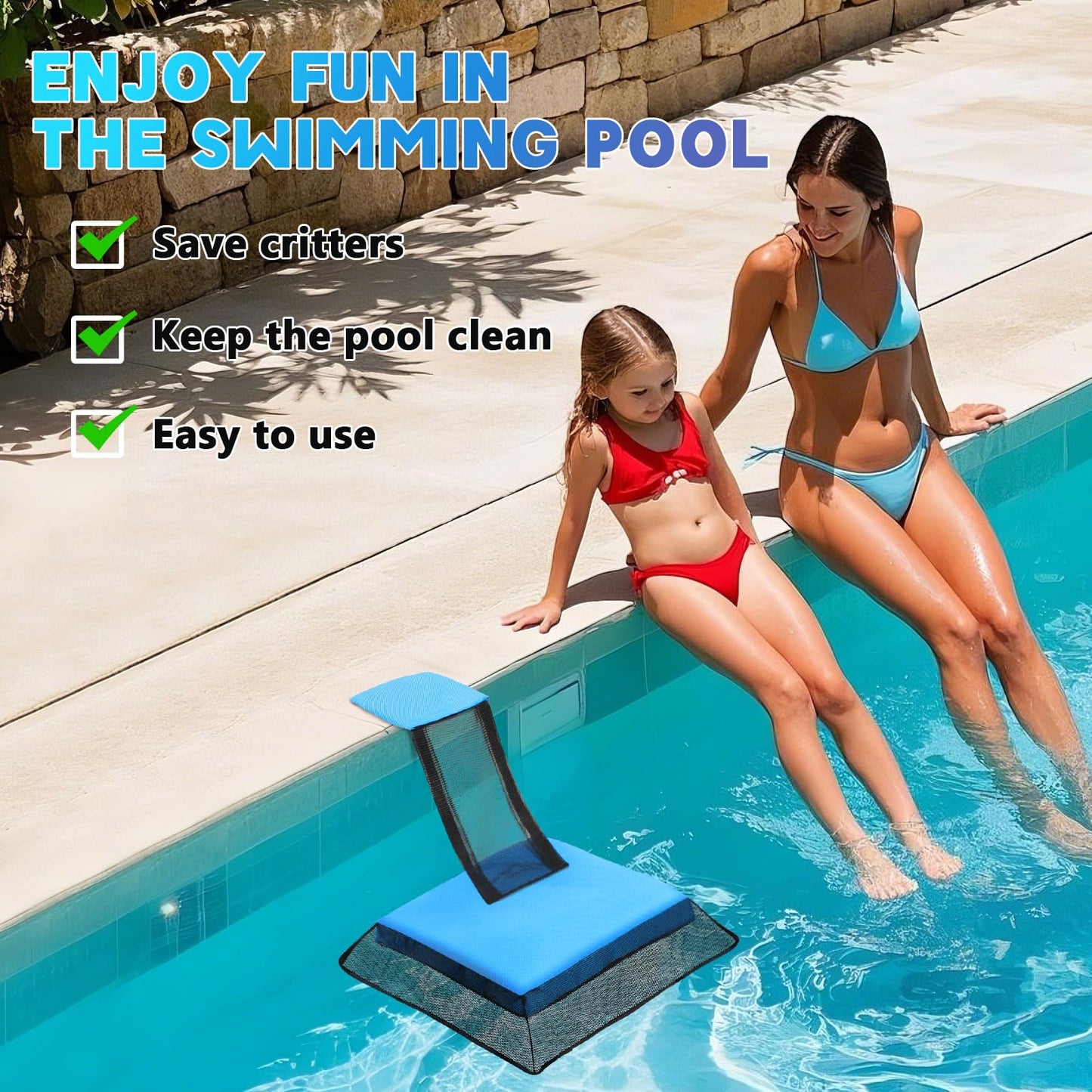 Weallere Animal Saving Escape Ramp,Animal Saver for Swimming Pool Critter, Rescue for Toads, Lizards, Ducks, Snakes, Chipmunk, Mice, Blue 2pcs