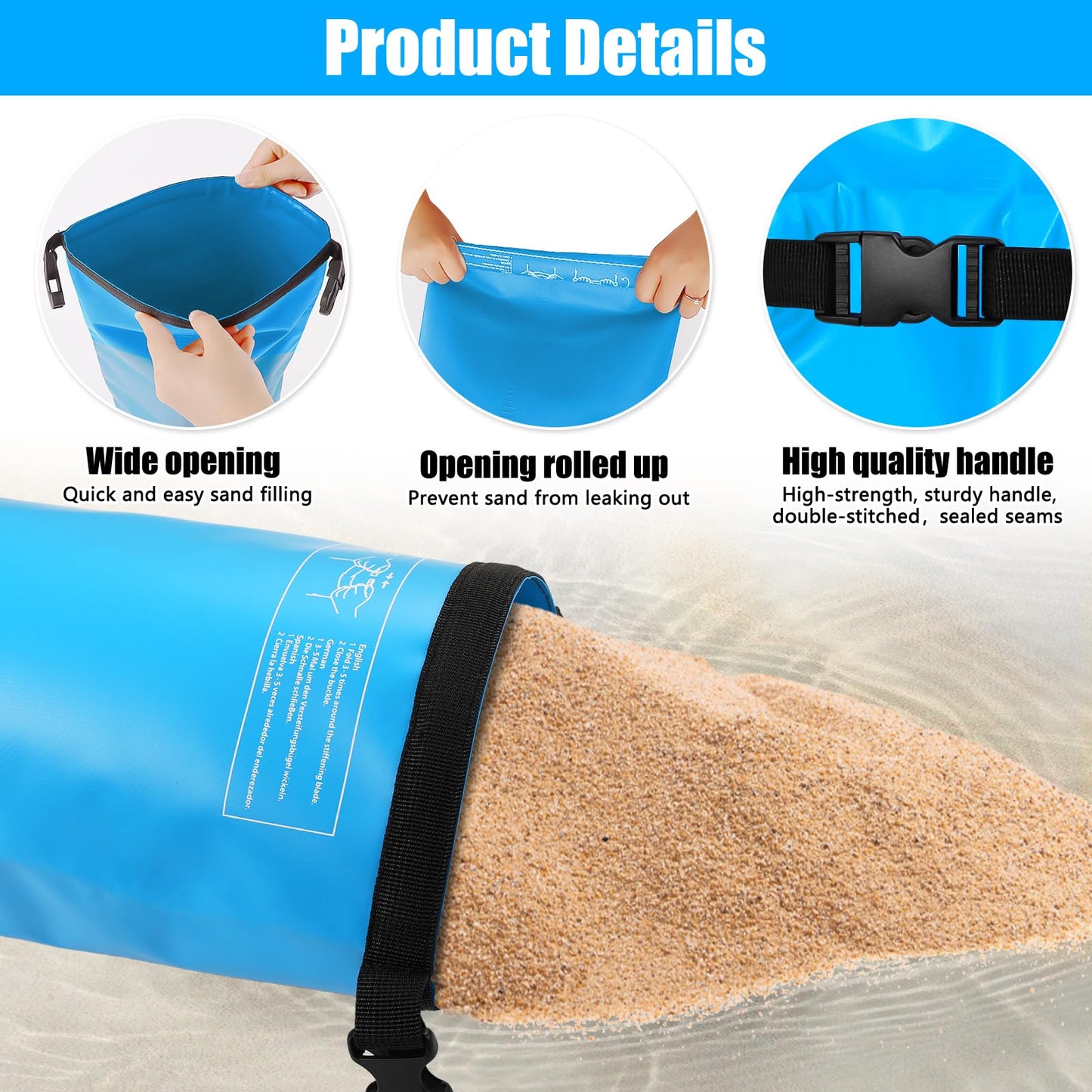 2 Pack 30lb Universal Pool Ladder Weights, No Breaken Pool Step Weights for Above Ground Pools, 500D PVC Waterproof Pool Stair Weights Pool Sand Bags for Above Ground Swimming Pools Stair (Sky Blue)