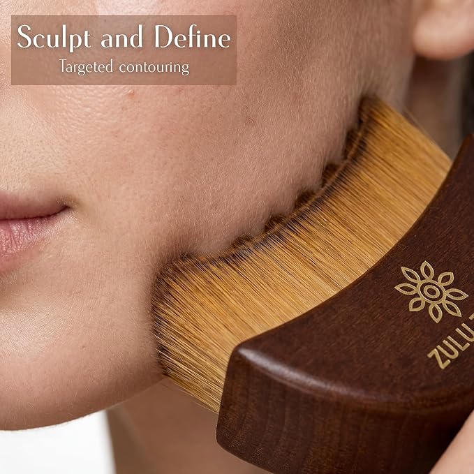 Lymphatic Contour Face Brush | 100% Wood Handle | Manual Lymphatic Drainage Massager | Facial Brush for Lymphatic Drainage | Ergonomic Brush for Face Sculpting