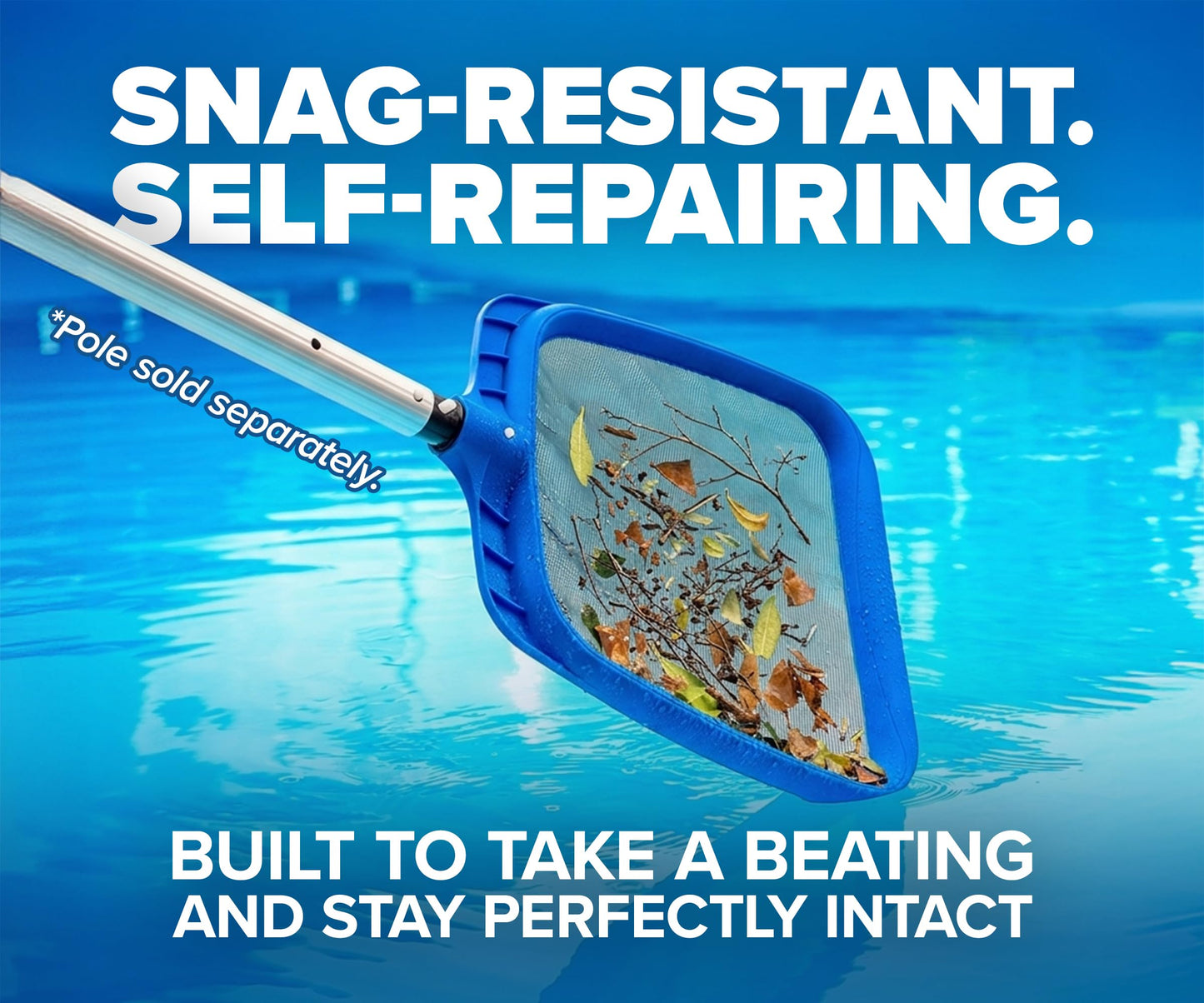 Pool Leaf Skimmer Net for Cleaning // Heavy Duty Pool Leaf Skimmer Attachment - Oversized 17 Inch with Self-Repairing Net // The Ultimate Pool Skimmer Replacement Net (Pole Sold Separately)