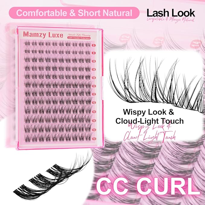 Wispy Lash Clusters Natural 8-14MM Eyelash Clusters CC Invisible Band Short Curly Cluster Eyelash Extensions DIY Versatile Eye Lashes Clusters Extension by MAMZY LUXE