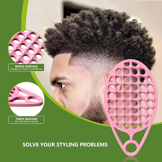 KOUPA Magic Silicone Curly Hair Brush, One Piece Twist Curl Comb for Afro Curls, Washable Hair Tool for Men Women, Pink, 1 Piece