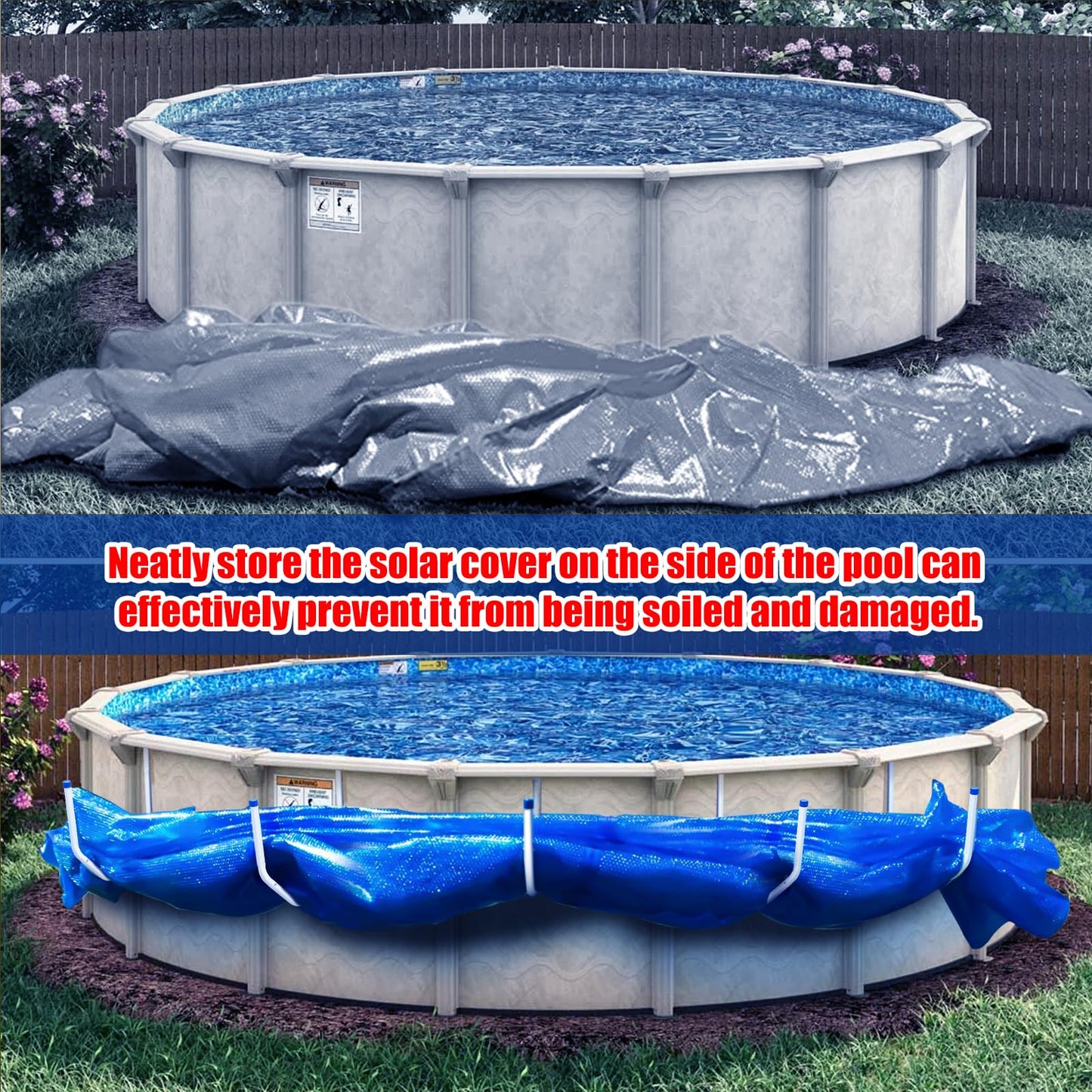 Solar Cover Holder 5-Piece Set | U-Shaped Hooks Keep Solar Cover/Blankets Off The Ground, Strong & Stable Solar Cover Hooks with Bearing Up to 60 Lbs, Fit for Steel-Wall Above-Ground Pools (White)
