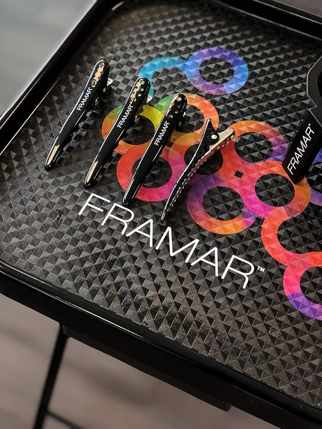 Framar Black Hair Clips Metal - Professional Hair Clip For Styling, Hair Clips For Women Styling, Metal Clips For Hair, Extra Strong With No Slip - 4 Pack
