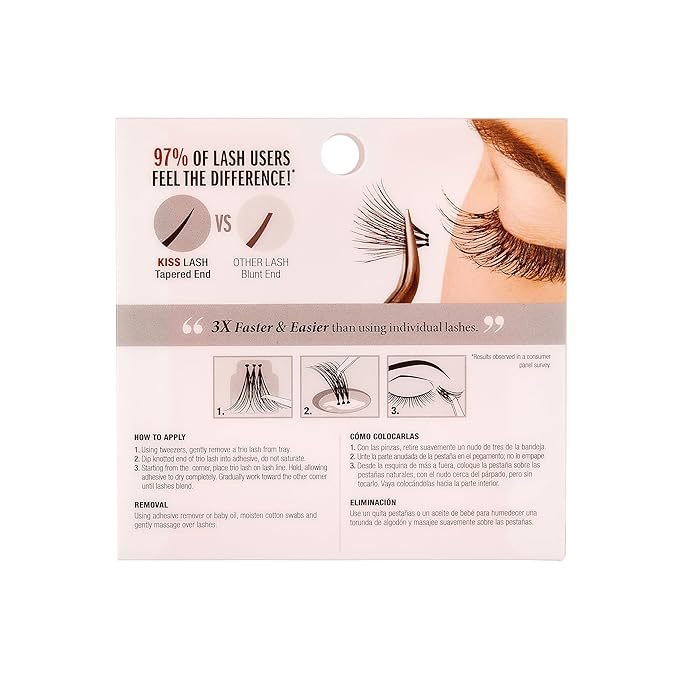 KISS Looks So Natural Trio Lash Medium Combo Pack, False Eyelashes with Tapered End Technology, 3D Lengths & Angles, Easy Grip Tray with Built-In Glue Pocket, 30 Trio Lashes in Short & Medium Lengths