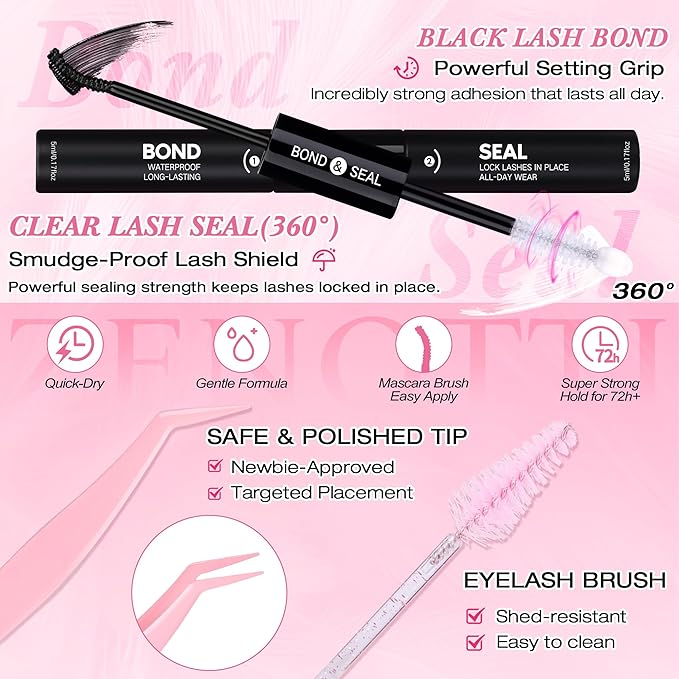 Lash Clusters Kit, 640PCS Natural Eyelash Clusters Kit 30D 40D 50D 60D Wispy Cluster Eyelash Extensions 9-16mm Daily Look Individual Lashes Soft Band with Lash Bond & Seal Tweezers Brush by zenotti