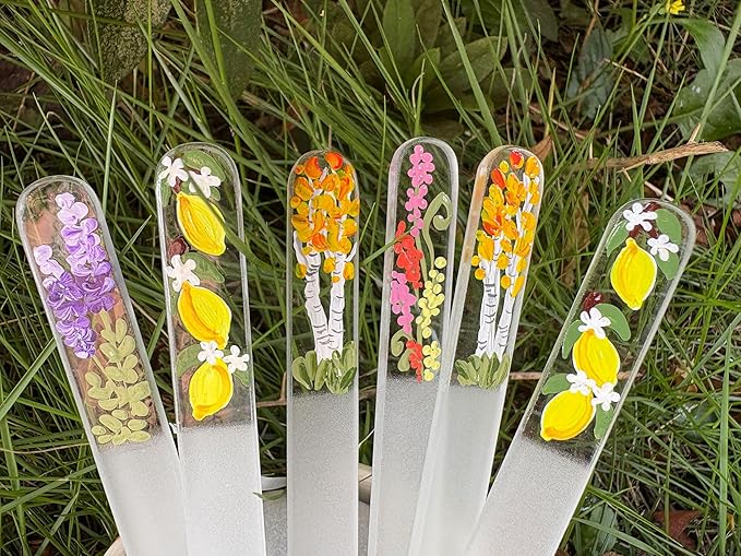 Hand-Painted Pastel Snapdragons Glass Nail File Ã¢ÂÂ Czech Crystal Manicure Tool, Gentle Durable Nail Care Gift for Women