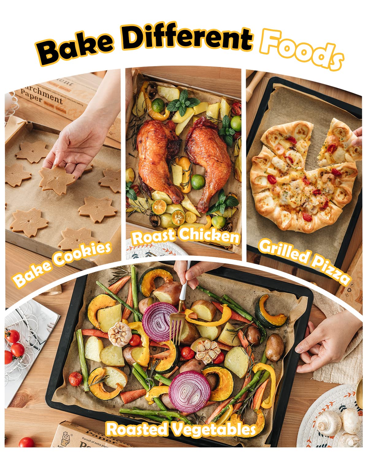 Katbite 200Pcs 18x26 inches Parchment Paper Sheets, Heavy Duty Unbleached Baking Paper, Pre-cut and Oil Proof Perfect for Steaming Cooking Bread Cake & Wrapping Foods