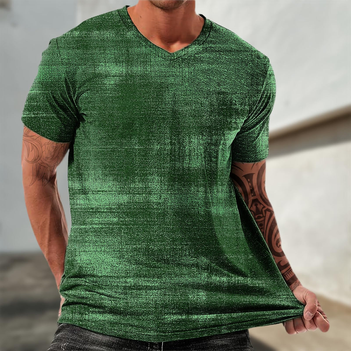 Green Men Casual Shirt Lightweight Vintage T-Shirts and Casual Wear Mens Moisture Wicking Sleeve Shirt Cool Beach Party Breathable Summer Outfit Regular Fit Crewneck,S