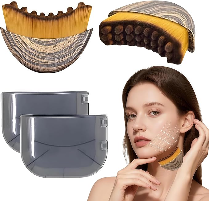 2PCS Lymphatic Contour Face Brush, Lymphatic Drainage Massager for Face,Ergonomically Designed to Fit The Skin Precisely.