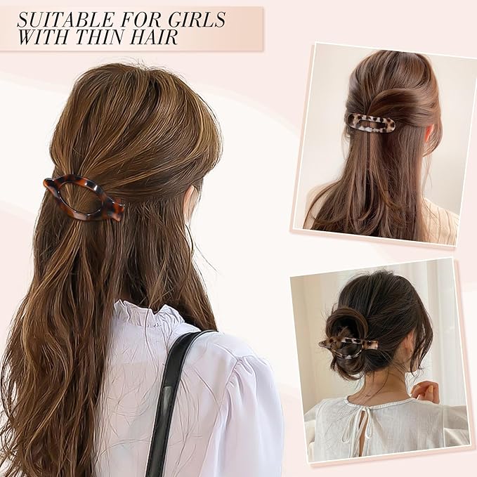 Obeoby 8 PCS Flat Hair Clips, Easter Gifts Tortoiseshell Flat Claw Clips 2 Styles Hair Claws for Women Girls Medium Hair Volume