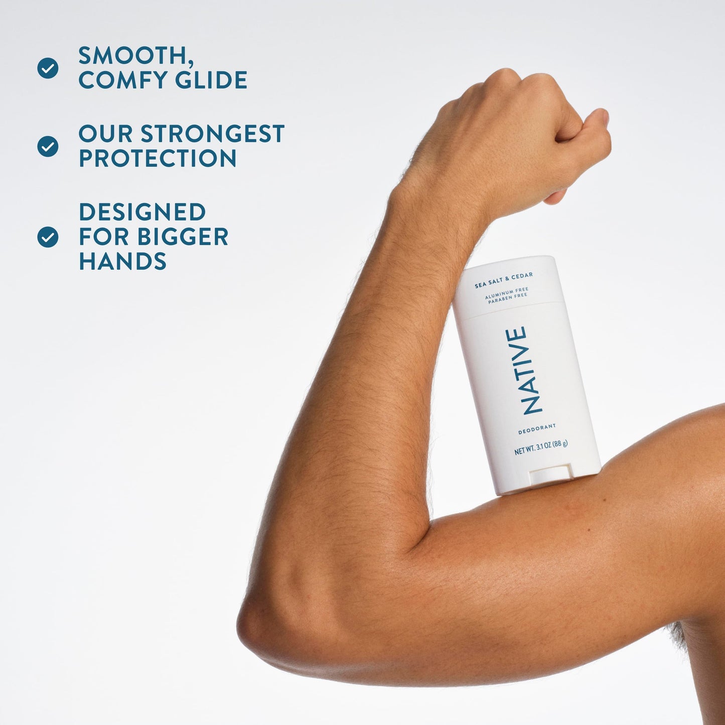 Native Aluminum Free Deodorant, Sea Salt & Cedar, Large Size Stick, 72 Hour Odor Control, for Women & Men, Contains Naturally Derived Ingredients, 3.1 oz