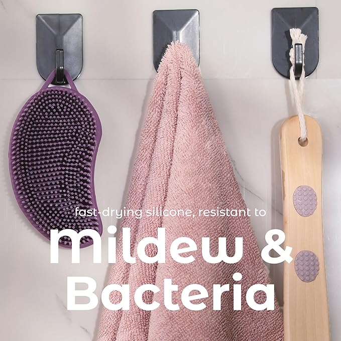 MainBasics Silicone Body Scrubber Dual-Sided Shower Loofah and Scalp Scrubber (Purple, Scalp)