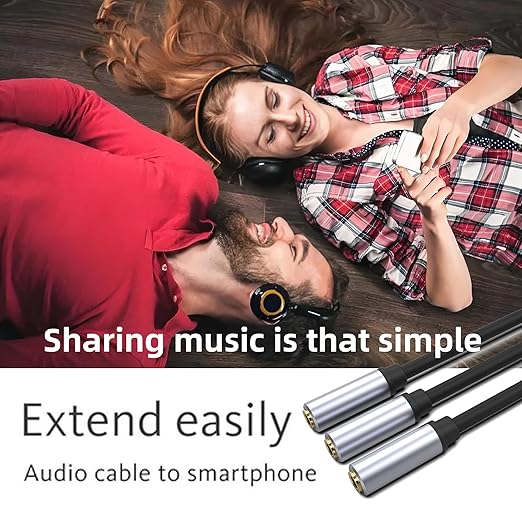 sovunis 3.5mm Stereo Audio Splitter Cable, Gold Plated 3.5mm (1/8") TRS 1 Male to 3 Female 3-Way Stereo Aux Splitter 1 Input 3 Output Stereo Audio Distributor Cable (3-Pole)