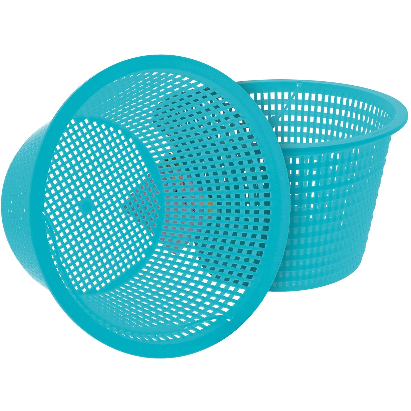 U.S. Pool Supply Swimming Pool Teal Blue Plastic Skimmer Replacement Basket (Set of 2) - Skimmer Basket for Inground Pool, Skim Filter Remove Leaves Debris - 8" Top, 5.5" Bottom, 5" Deep, Not Weighted