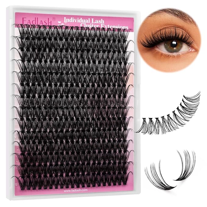 Individual Lashes 18mm Cluster Lashes Large Tray DIY Lash Extension D Curl Lash Clusters Soft Individual Lash Extensions Eyelash Clusters Wispy Cluster Eyelash Extensions (40D-0.07D, 18mm)