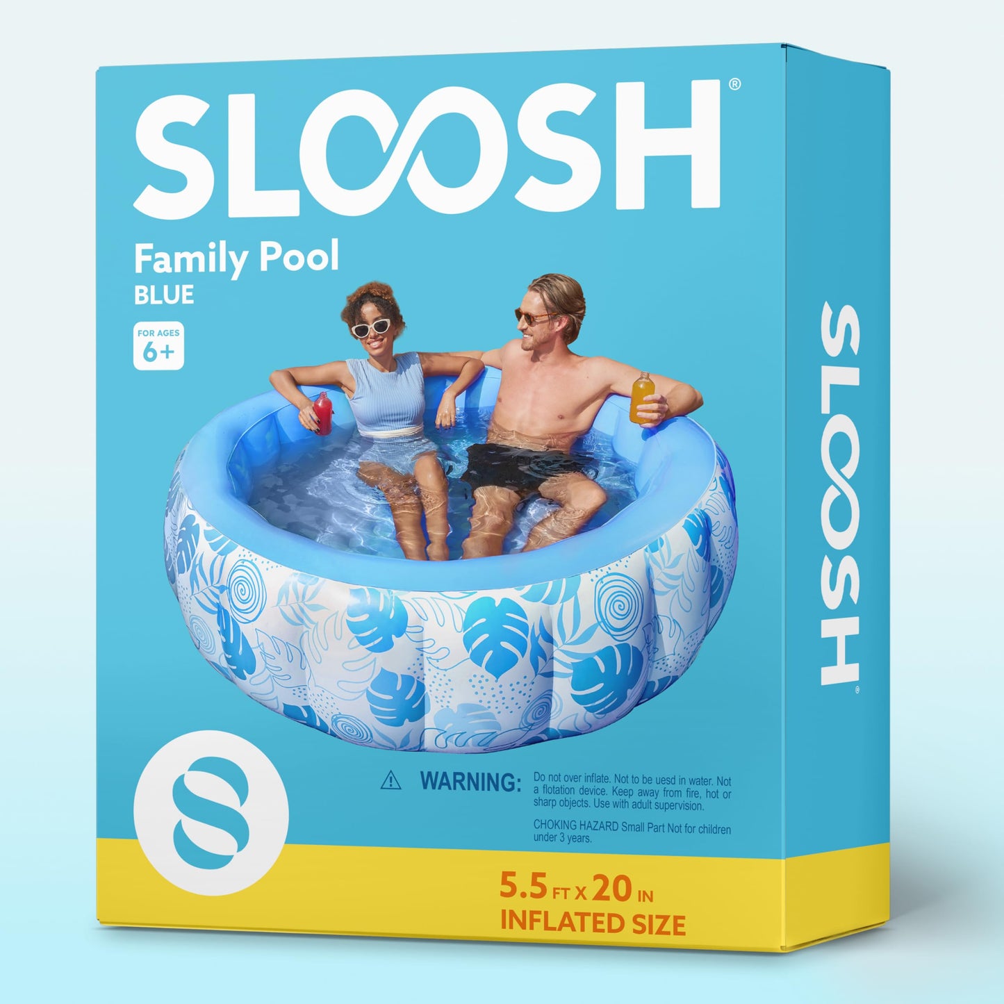 SLOOSH Inflatable Swimming Pool,5.5ft x 20 Inch Full-Sized Blow Up Durable Thickened Luxury Above Ground Family Pool with Comfortable Backrest for Summer Water Party Backyard Garden Lawn,Blue