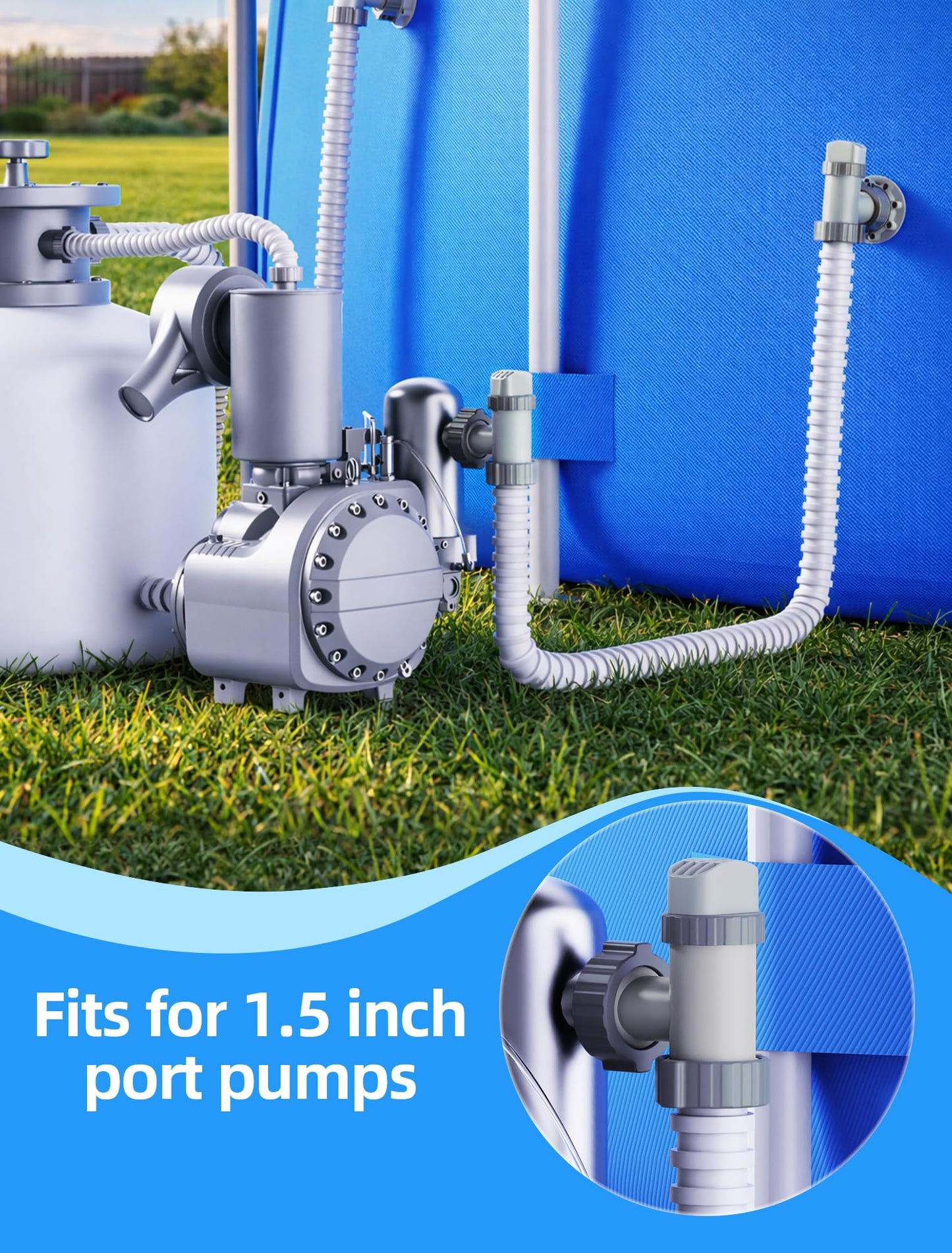 POOLHOUR Above Ground Pool Inlet & Return Replacement Kit with Plunger Valve, 1.5" Outlet Strainer Connector & Jet Nozzle & Strainer Grid, Compatible with I*tex/Col*m*n Pool Parts & Sand Pumps