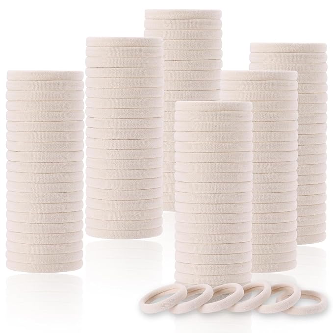 LuSeren 120 Pcs No Damage Hair Ties for Thick Hair, Large Soft Seamless Nylon Hair Elastics for Women, Ponytail Holders, Hair Accessories Ã¢ÂÂ Blonde
