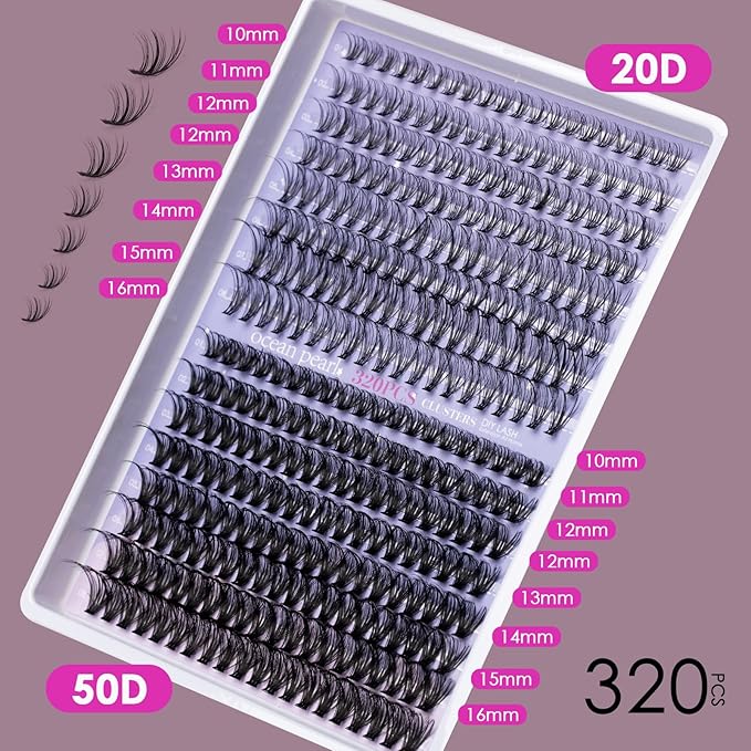Individual Lashes with bond and seal Lash Remover DIY Lash Extension Kit 320 Pcs Cluster Lashes 10-16mm Natural Light C/D False Eyelashes for Beginner Makeup at Home (20D+50DÃ¯Â¼Â