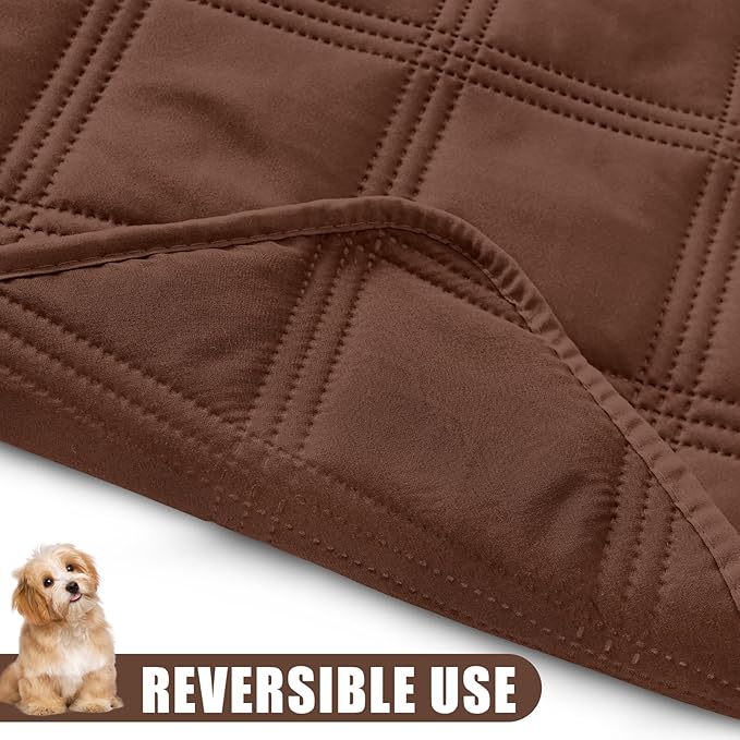 Smiry Waterproof Dog Bed Cover Blanket 40x70, Soft Reversible Pet Blanket, Washable Leakproof Cats Dogs Couch Cover for Sofa, Couch, Furniture, Brown/Brown