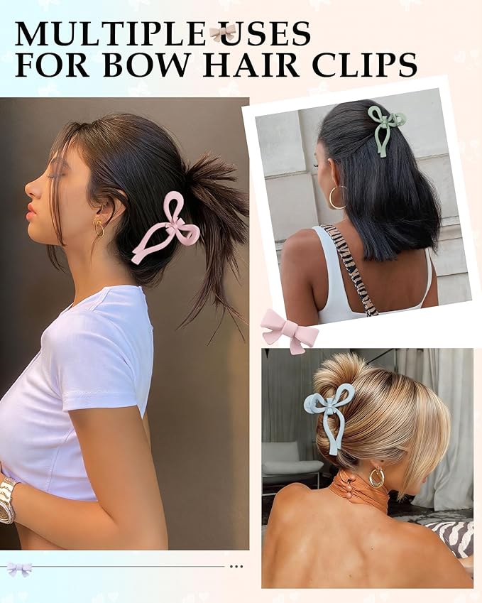 4 PCS Bow Hair Clips for Women Bow Claw Clip 5" Extra Large Hair Claw Clips for Thick and Long Hair Cute Bows Big Clip