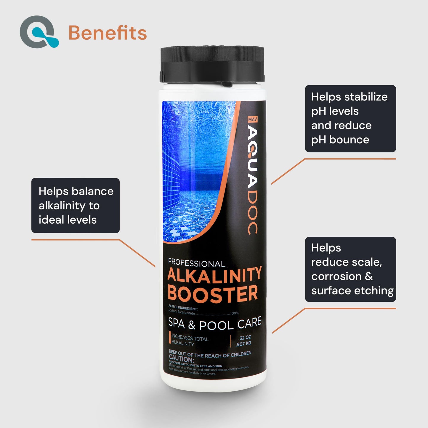AquaDoc Spa Alkalinity Increaser and pH Increaser for Hot Tub Bundle - Includes 32oz pH Up and 32oz Alkalinity Up for Hot Tub - Spa Chemicals to Help Balance Water - Made in USA