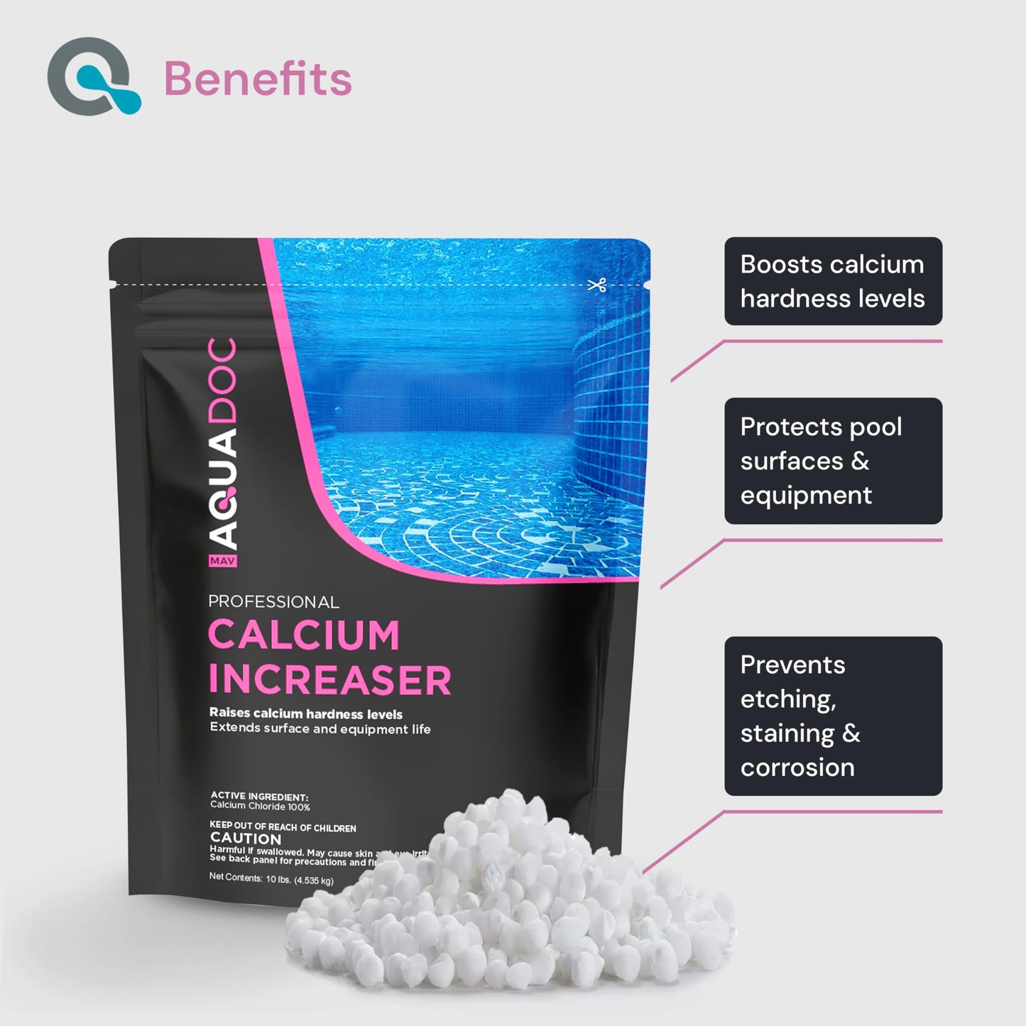 MAV AquaDoc Pool Calcium Hardness Increaser - 10lb - Fast-Dissolving Calcium Chloride for Swimming Pools - Made in the USA