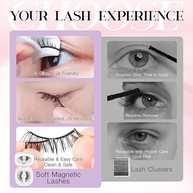POPUP Soft Magnetic Eyelashes with Applicator, Reusable Magnetic Lashes Natural Look, No Glue Needed, Windproof & Waterproof,Comfort (A01)
