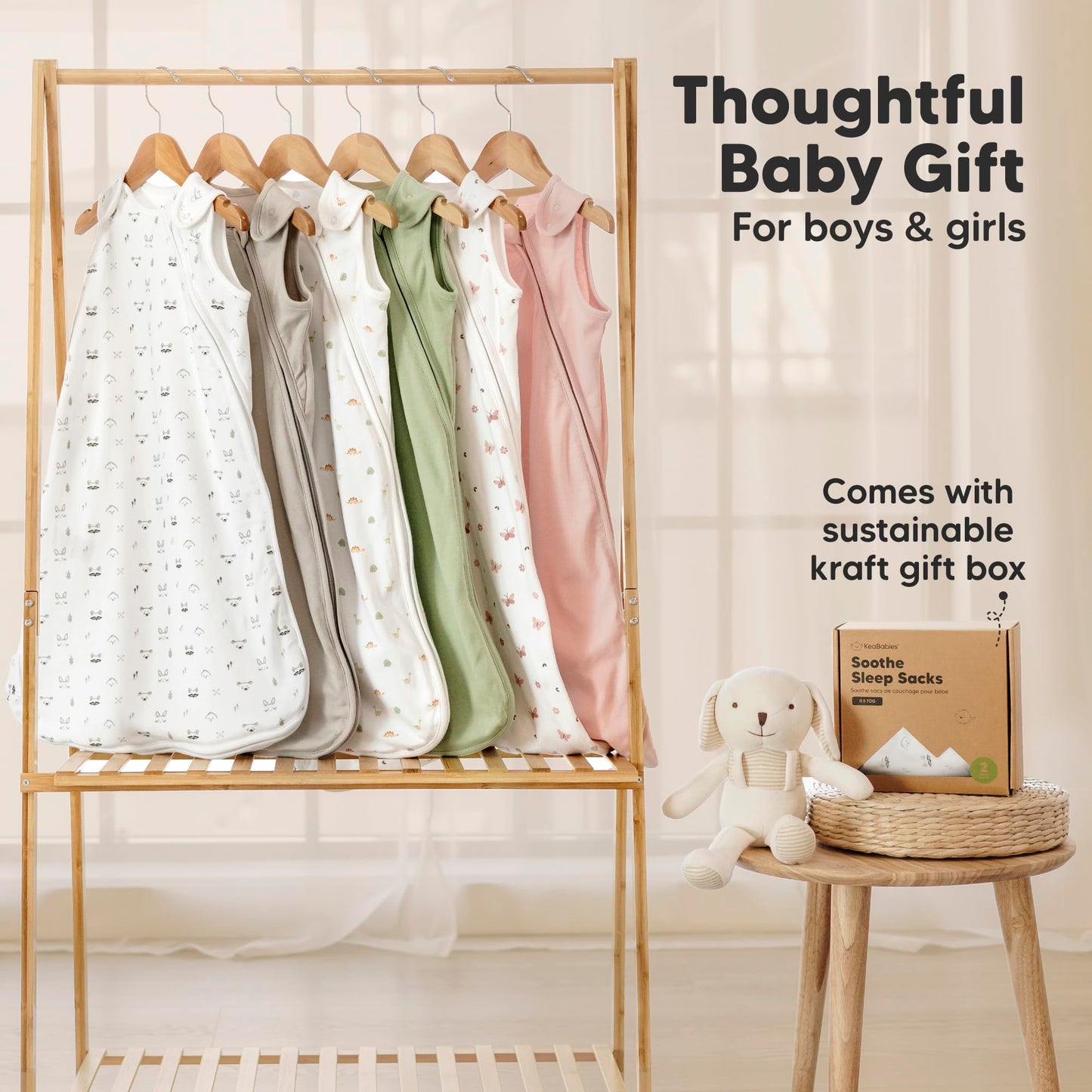 2-Pack Organic Baby Sleep Sacks, 100% Cotton - Soft & Breathable 0.5TOG Baby Wearable Blanket, Toddler Sleeping Sack 0-6 months, Easy to Wear Transitional Swaddles for Newborns, Infants (Nordic, S)