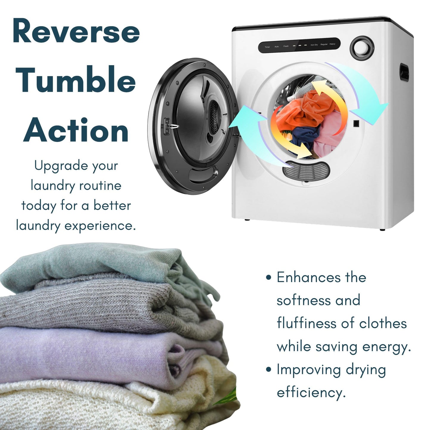 Dessiz 1.6 Cu.Ft.,11LBS Compact Dryer 950W Portable Clothes Dryer Machine with Stainless Steel Drum and Exhaust Hose,Dryer for RVs, Apartments,Dorm Rooms- Quiet, Sturdy,Easy to Use and LED Display