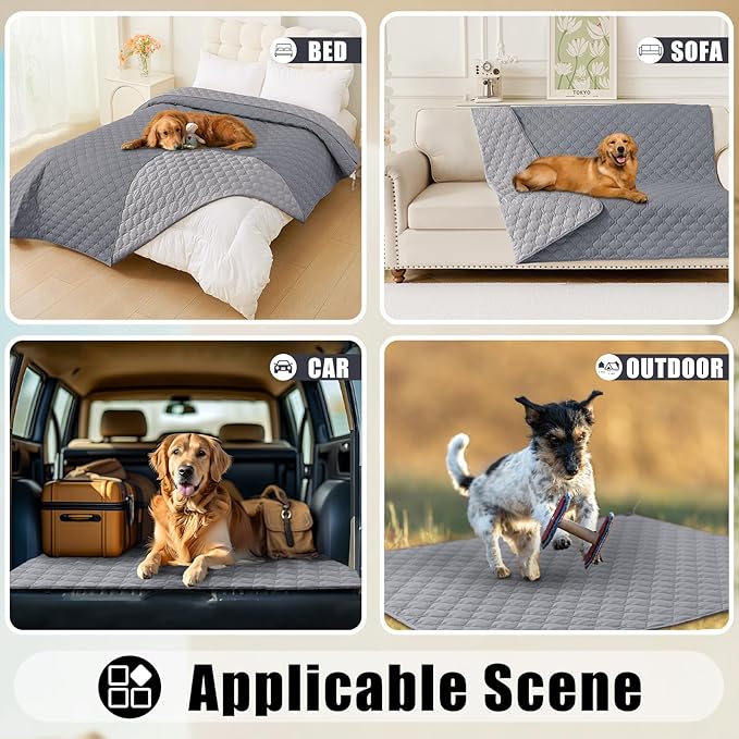 Smiry Waterproof Dog Bed Cover Blanket, Soft Reversible Pet Blanket, Washable Leakproof Cats Dogs Couch Cover for Sofa, Couch, Furniture (52x82 Inch, Grey/Light Grey)