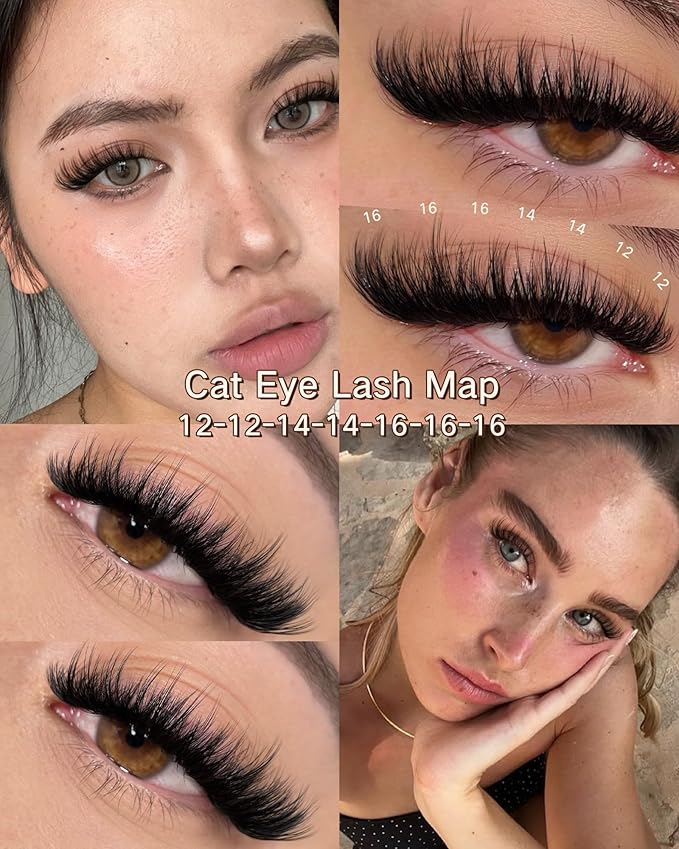 Goddvenus Spider Lash Clusters Wispy Eyelash Clusters Fluffy Lashes Clusters CC Curl Cluster Eyelash Extensions Light Volume Cluster Lashes 12-16mm Eyelashes Clusters for DIY Lash Extension