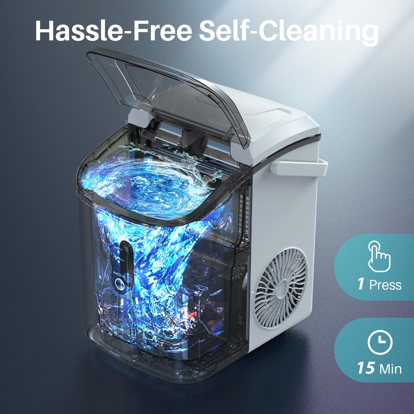 FREE VILLAGE Nugget Ice Makers Countertop, Pebble Ice Maker Machine with Soft Chewable Ice, 34Lbs/Day, Self-Cleaning, One-Click Operation, Pellet Ice Maker with Ice Scoop for Home Kitchen Office Bar