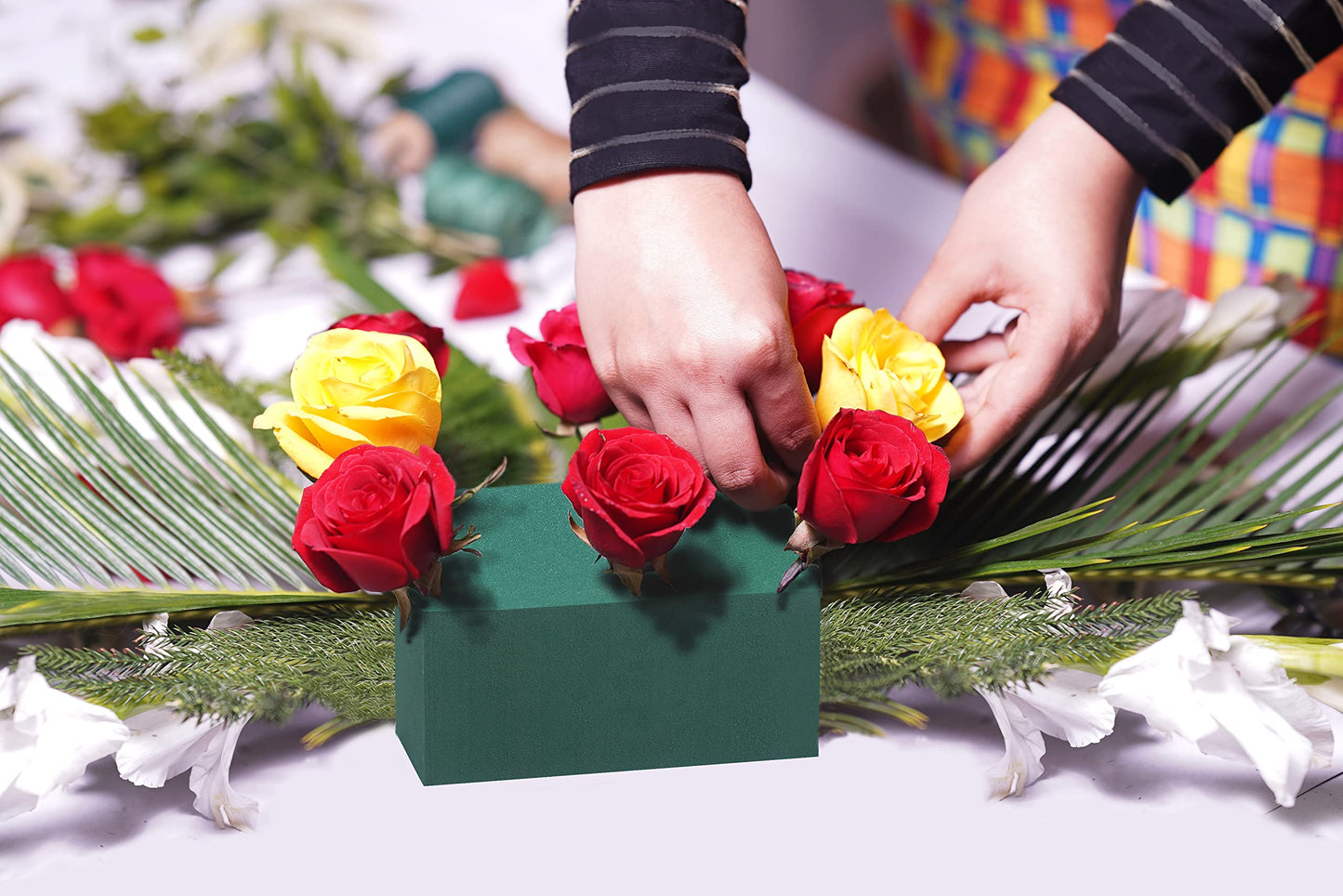 FLOFARE Pack of 6, Dry and Wet Floral Foam Blocks for Fresh and Artificial Flowers, Each (7.8” L x 3.5” W x 2.4” H), for Wedding, Birthdays, Home, Office, and Garden Decorations