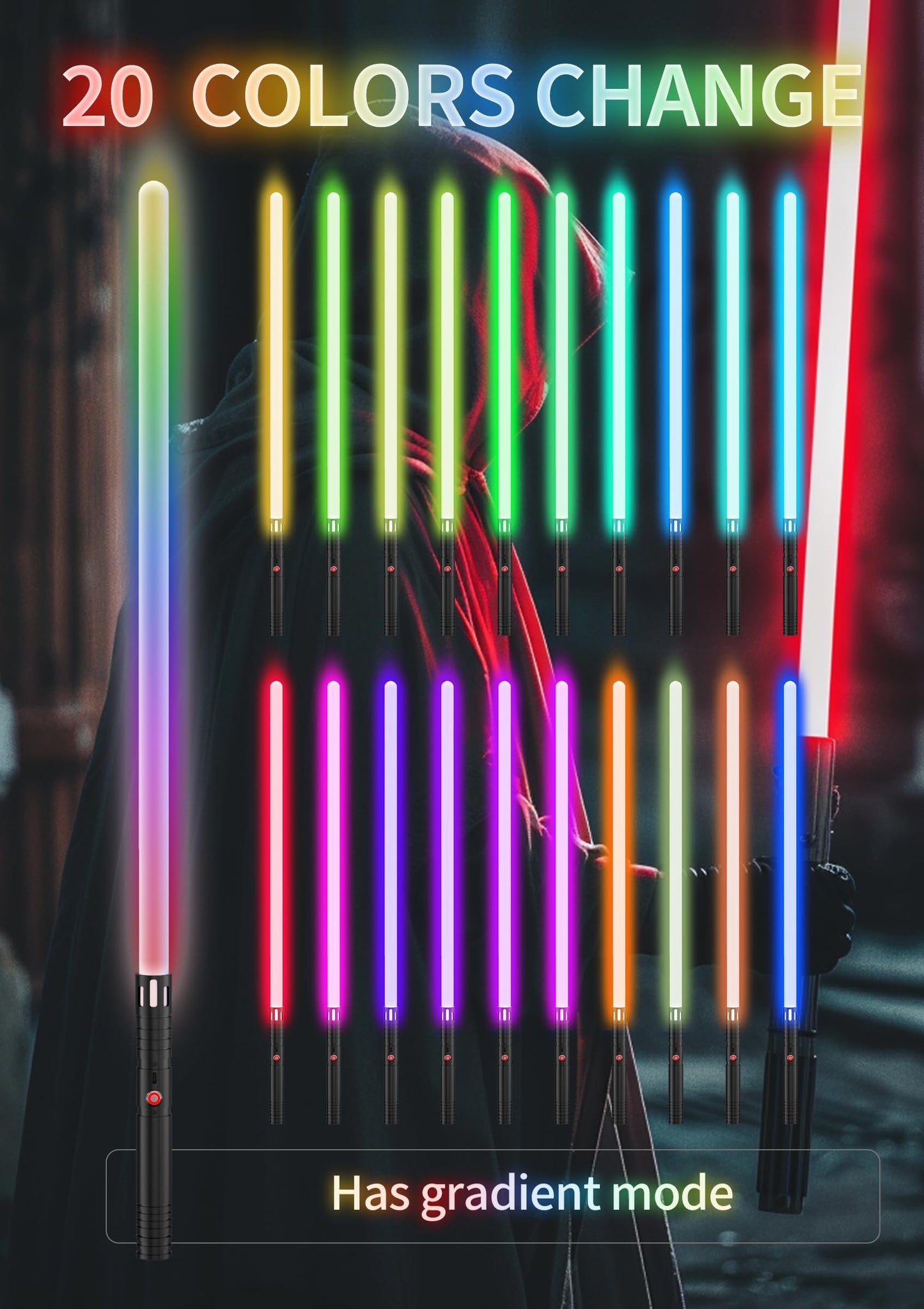 Lightsaber,Dueling Double Light Saber,Metal Hilt Force Fx Rechargeable 2pack Real 20 Colors Length 40 in gradient lightsabers,real dueling lightsaber for adults,Christmas Halloween Present for Kids