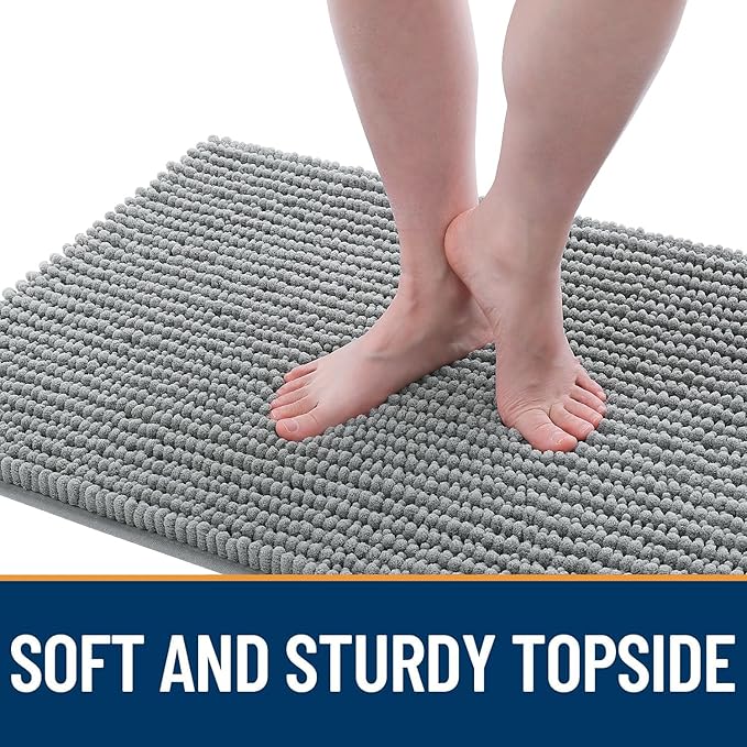 OLANLY Dog Door Mat for Muddy Paws 34x21, Ultra Absorbent Chenille Mud Doormat, Non-Slip Washable and Dirt Trapping Doormat for Indoor Entryway, Quick-Dry Indoor Pet Bed Mats for Dogs, Grey