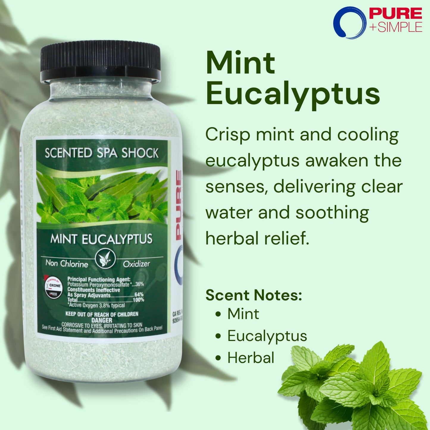 Eucalyptus Scented Spa Shock- Non-Chlorine Shock for Any Spa or Hot Tub-Use with Bromine Tablets or Spa Chlorine. Fragrance Infused Oxygen Crystals Treat Water and Oxidize Chemical Odors