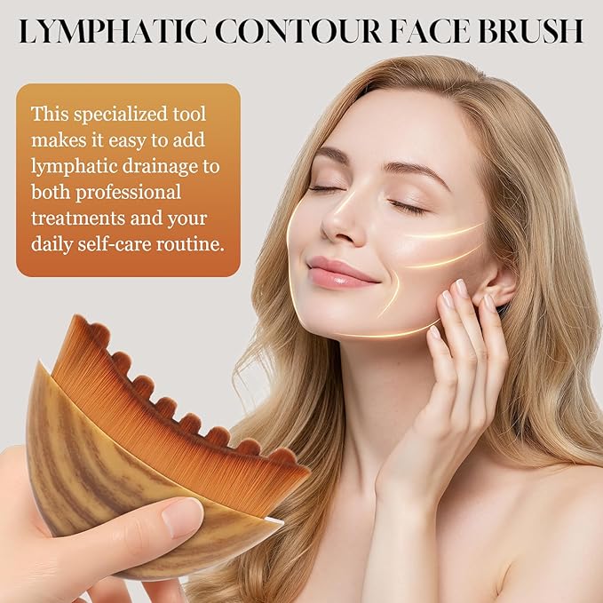 Lymphatic Contour Face Brush for Sculpting, Dry Lymphatic Drainage Massager for Face, Anti-Puffiness, Detox & Lift, Improves Skin Glow & Absorption, and Relieves Fatigue