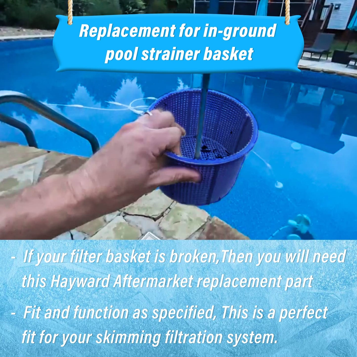 ChangTa Pool Skimmer Basket Replacement, for Hayward SPX1082CA & Aladdin B-152 Skimmer Models SP1082 SP1083 SP1084 1085 1086 SP1075 1075T 1076 1077 Skimmers Basket - Blue