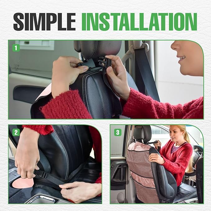 lebogner Back Seat Cover for Kids (Pink - 4 Pocket)