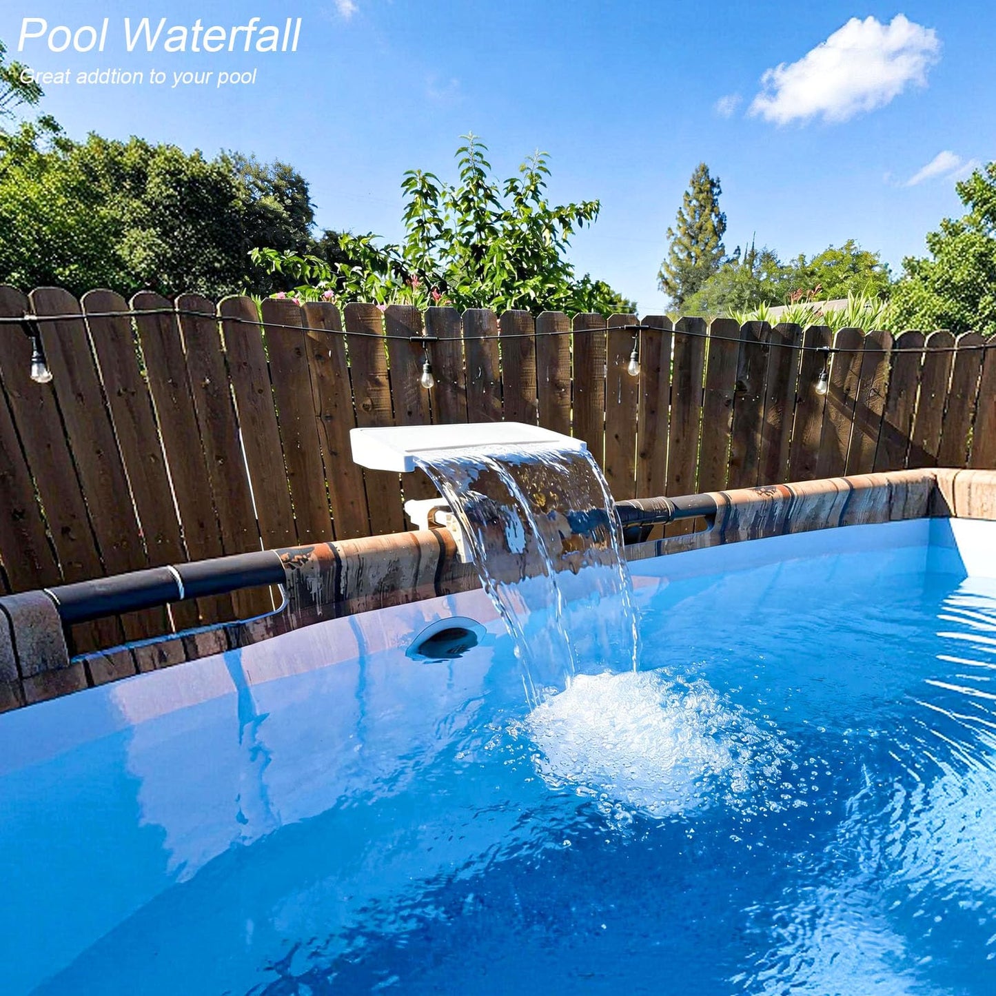 Pool Waterfall Creating Soothing White Noise Sound, Pool Waterfall with Relaxing Sound for Above Ground Pools, Peaceful and Soothing on Hot Days, Power by Filter Pump