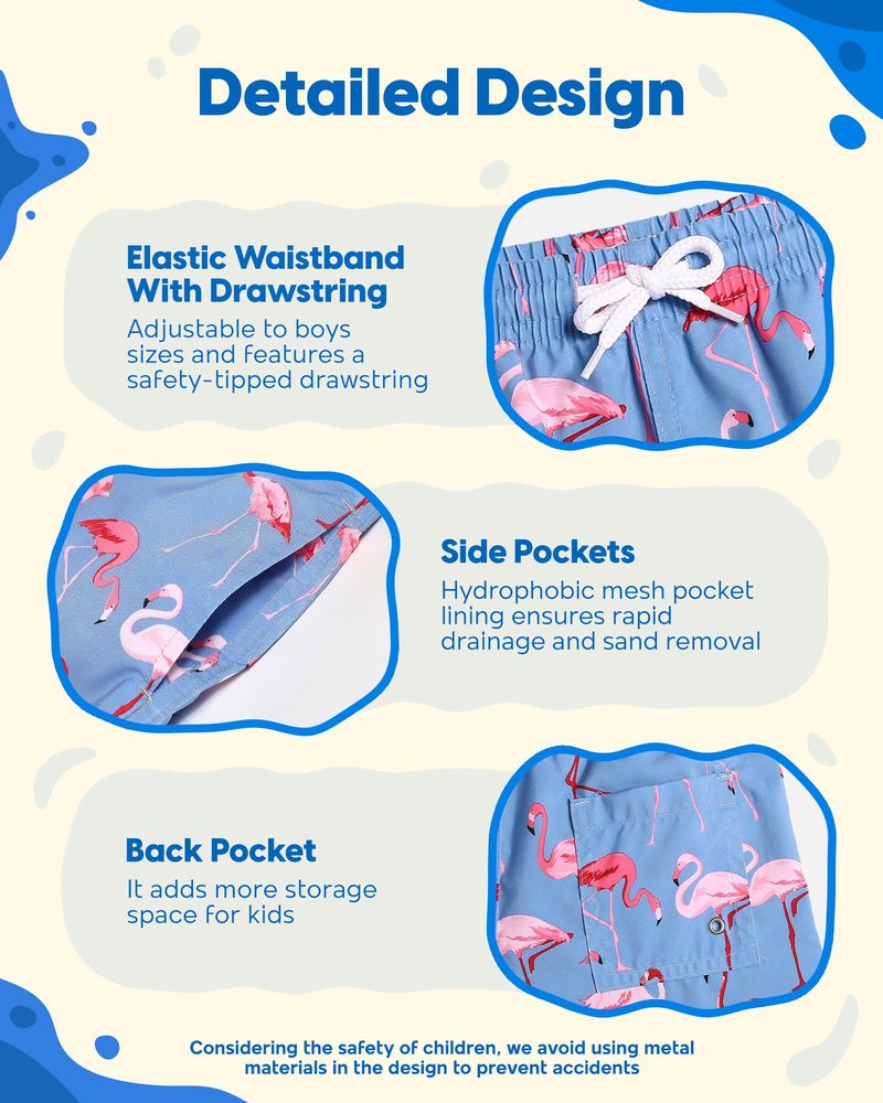 maamgic Boys Swim Trunks Toddler Swim Shorts Little Boys Bathing Suit Swimsuit Toddler Boy Swimwear,Gma-Flamingo,4 T