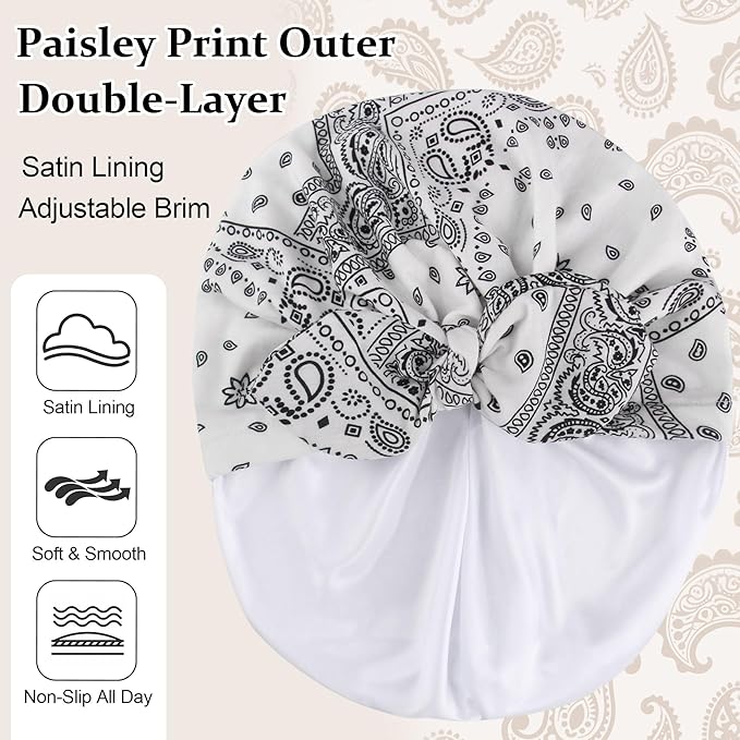 Ababalaya Satin Lined Beanies for Women Chemo Headwear Silky Lined Cotton Sleeping Cap