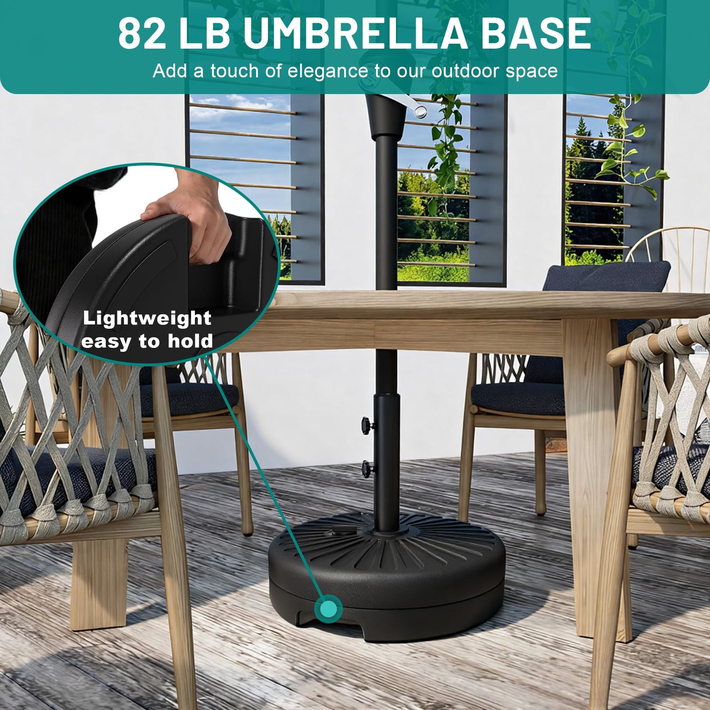 AreShark 81.5lb Max Capacity Patio Umbrella Stand, Outdoor Umbrella Base Water Filled Stand, Market Patio Outdoor Heavy Duty Umbrella Holder (Black)