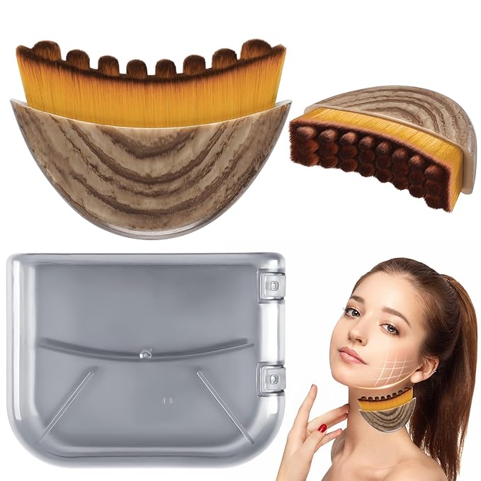 Lymphatic Contour Face Brush,Lymphatic Drainage Massager for Sculpting,Soft & Gentle Bristles Suitable for All Skin Types,Portable Ergonomic Gua Sha Brush with Travel Case